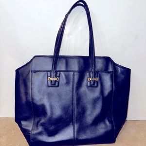 Coach dark navy blue leather tote